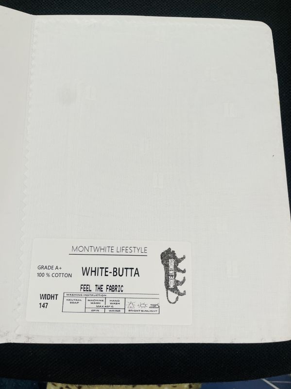 White Butta Cotton Fabric
