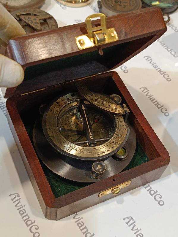 Alvi And Co Handmade Brass Sundial Compass With Two Box Option