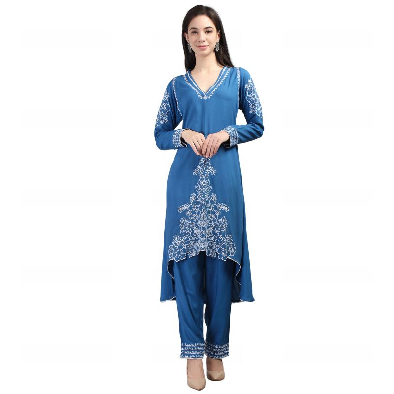 Ladies Rayon A Line Kurta Pant Set Manufacturer Supplier from Delhi India
