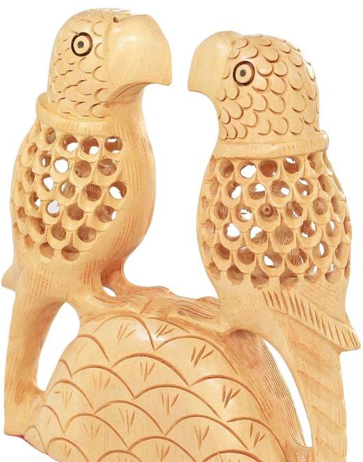 Wooden Parrot Pair