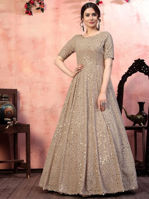 Buy Stylish Cream Party Wear Gown for Girls | Gowns