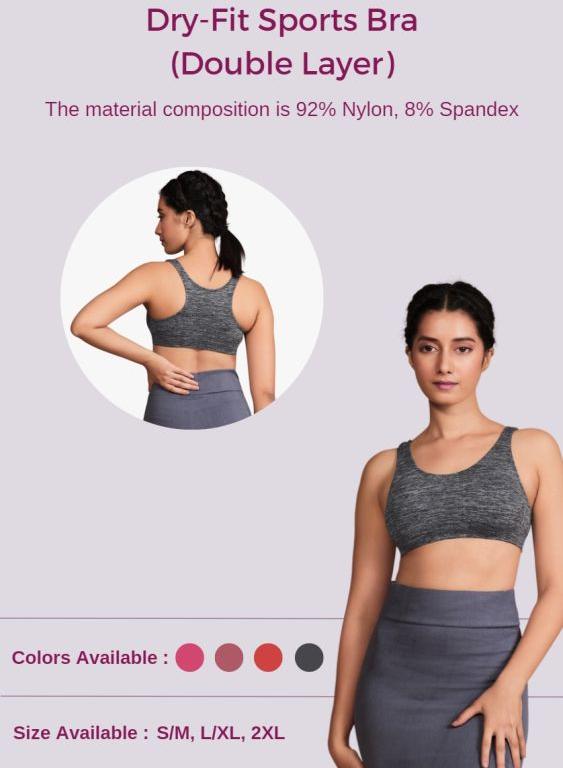 Double Layer Dry Fit Sports Bra Exporter Supplier from Surat India