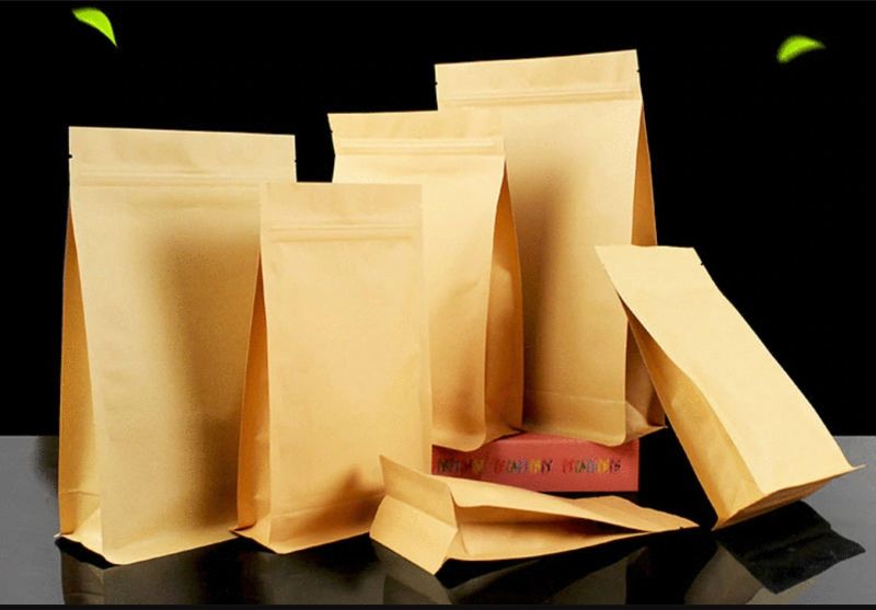 Brown Kraft Paper Flat Bottom Stand Up Zipper Pouch