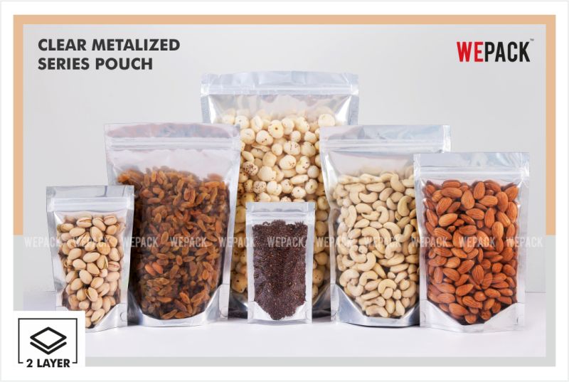 Clear Metallized Stand Up Zipper Pouch