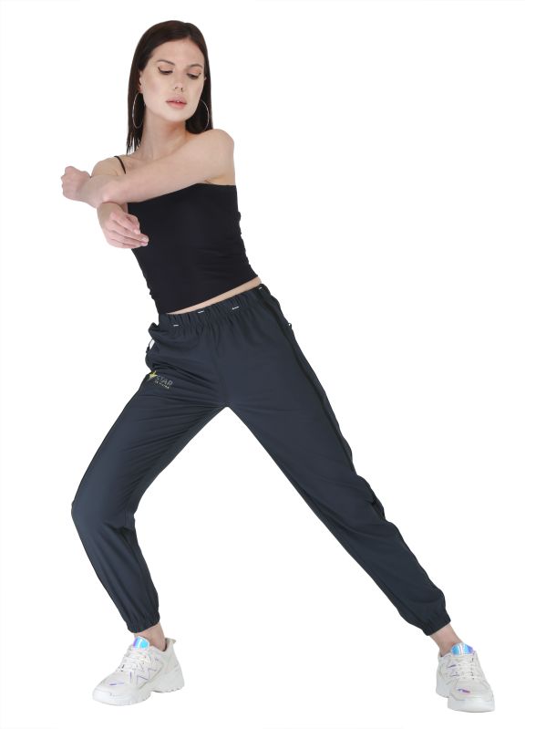 Women Grey NS Polyester Track Pant With Grip and Pai Pin