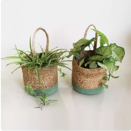 Olive Green Jute Hanging Planters Set of 2