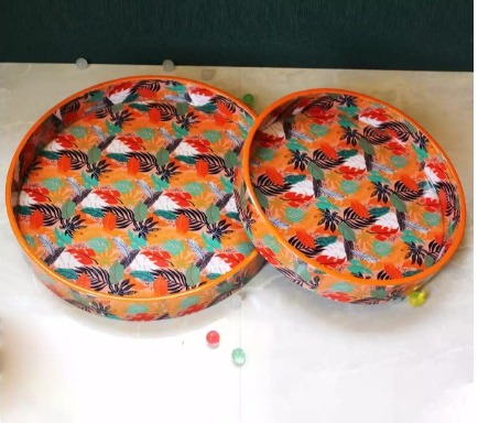 Round Tangerine Twist Food Serving Tray