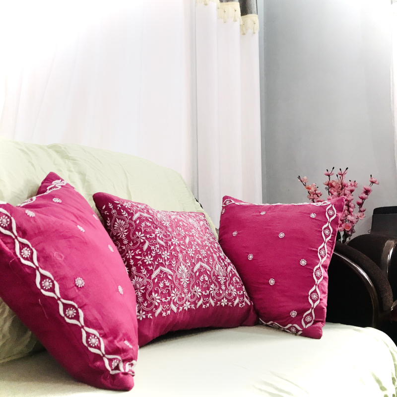 Chikan Embroidered Pillow Cover Manufacturer Exporter Supplier from
