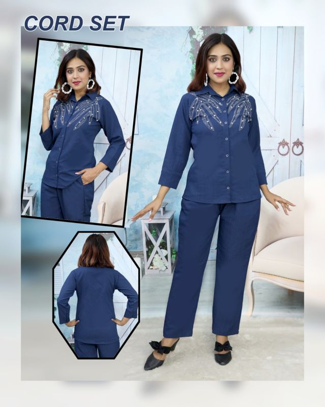 Cotton Blue Women Co Ord Set