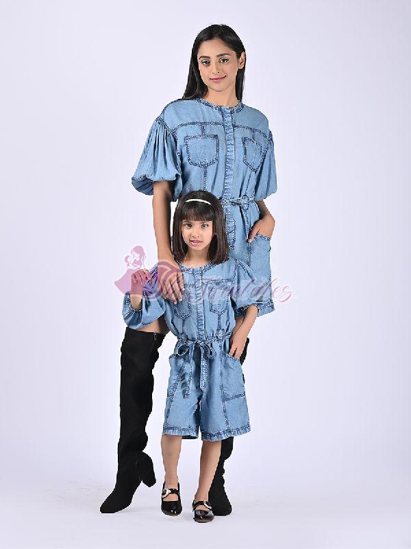 Mother and Daughter all Day Long Washed Playsuit