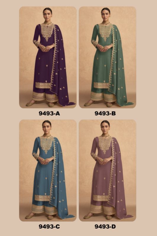 Aashirvad 9493 Heavy Blooming Georgette Fancy Sharara Suit
