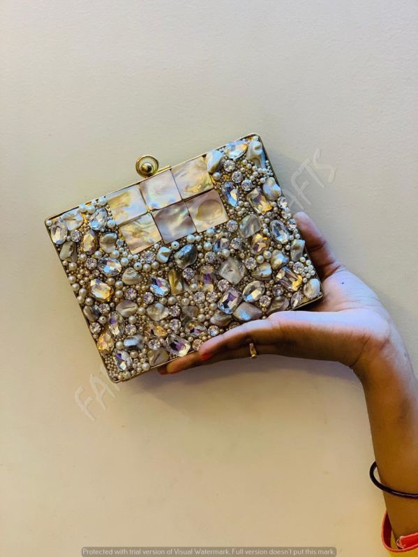 Metal Embellished Handcrafted Brass Clutch