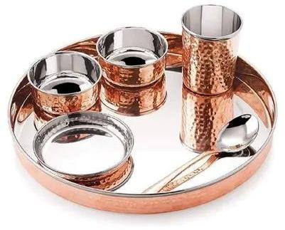 6 Pcs Copper Thali Set