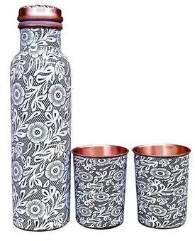 Printed Copper Bottle and Glass Set