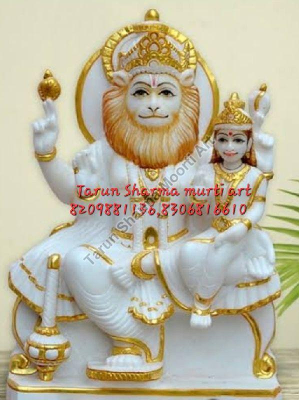 Marble Narsingh Bhagwan Avatar Statue with Prahlad