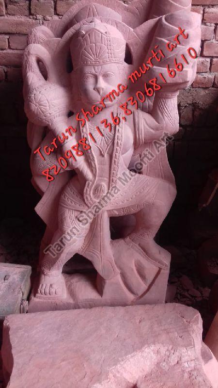 Red Marble Hanuman Statue