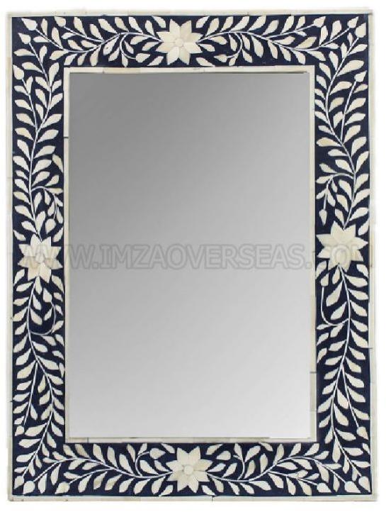 Floral Bone Inlay Mirror Frame