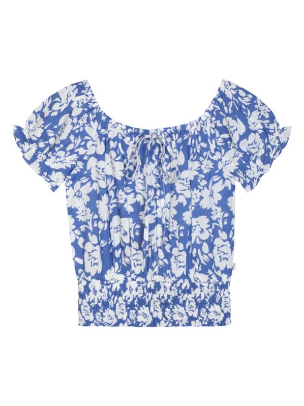 Girls Blue Rayon Floral Top