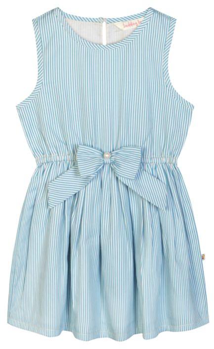 Girls Sleeveless Poly Cotton Striped Frock