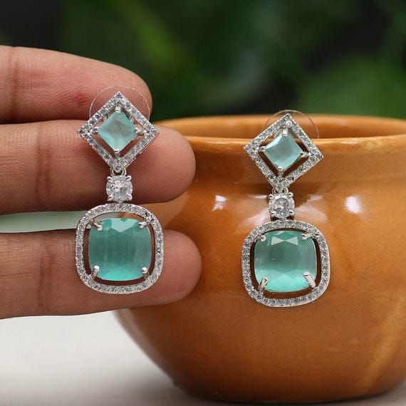 Oval Aquamarine and Diamond Earrings - Barsky Diamonds