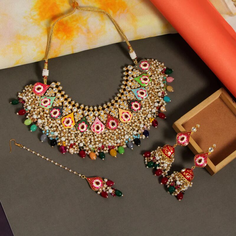 Multi Color Meenakari Necklace Set