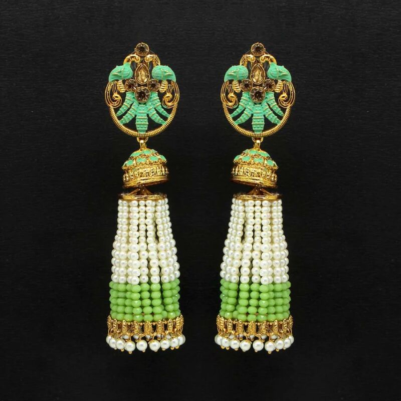 Deewangi Earrings-Parrot Green