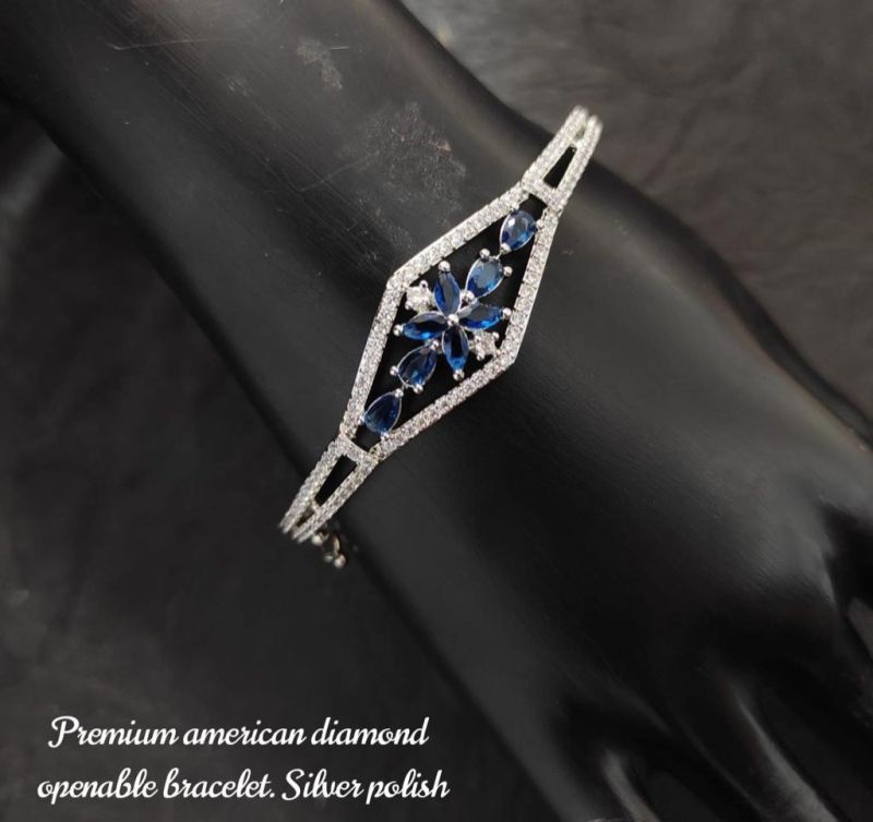 White American Diamond AD Bracelet by Niscka-Silver Bracelet Design-chantamquoc.vn