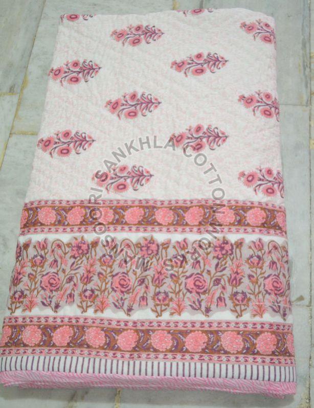Floral Print Pink Cotton Quilt