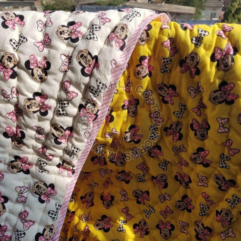 Yellow Micky Mouse Printed Quilt