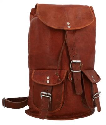 Leather Plain Backpack Bags