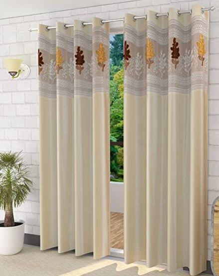 Cream Net Patch Curtains