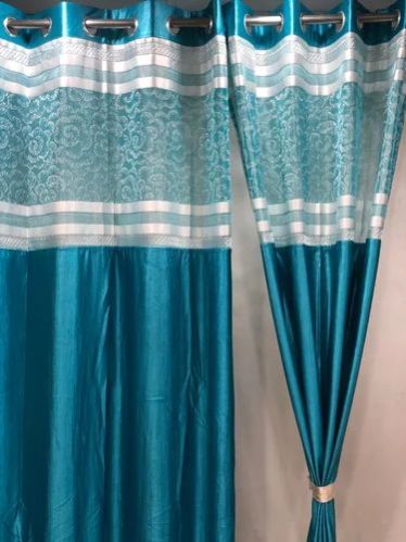 Sky Blue Net Patch Curtains