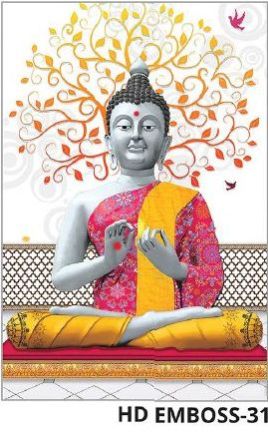 High Gloss Emboss Gautam Buddha Ceramic Poster Tiles