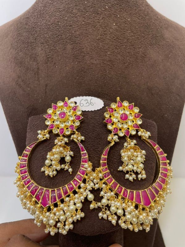 MJ-E-636 White Moti Ruby Earrings