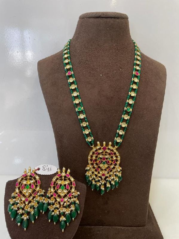 MJ-S-841 Multi Stone Dark Green Necklace Set