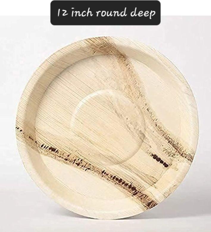 12 Inch Round Deep Biodegradable Palm Leaf Plate
