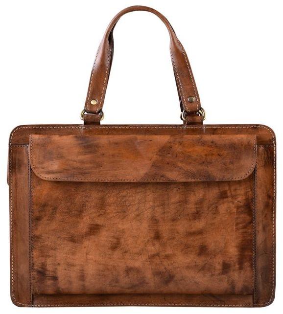 Brown Leather Vintage Style Leather Messenger Laptop Bag