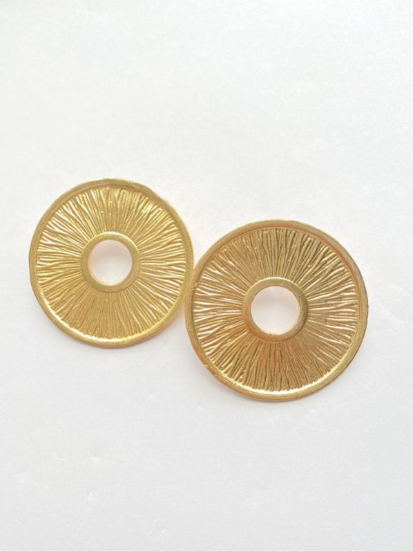 Bold and Statement Big Texture Brass Stud Earrings