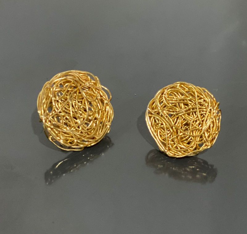 Gold Plated Wire Stud Brass Handmade Earrings