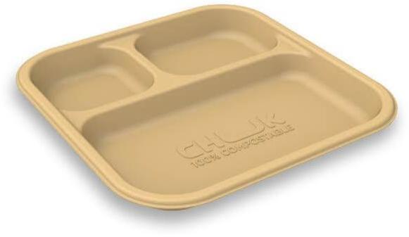 3 CP Rectangular Sugercane Bagasse Disposable Plate