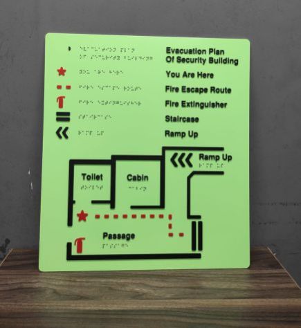 Tactile Evacuation Map Braille Signage