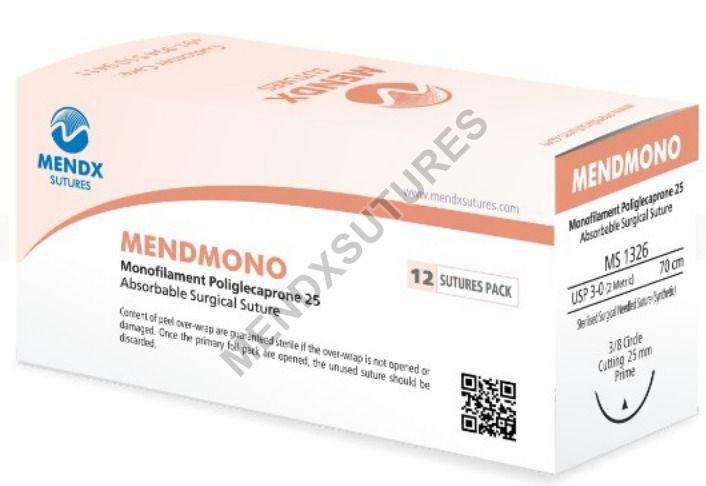 MENDMONO Monofilament Polyglecaprone 25 Absorbable Surgical Sutures