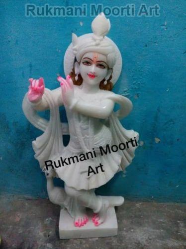 White Krishna Marble Statue