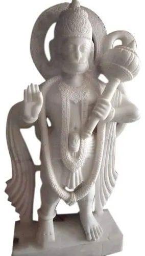 2.5 Feet Marble White Hanuman Statue