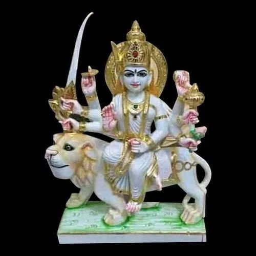 2 Feet Marble Multicolor Durga Mata Statue