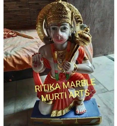 2 Feet Marble Multocolor Hanuman Statue
