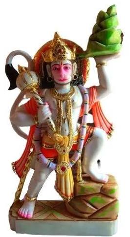 4.5 Feet Marble Multocolor Hanuman Statue