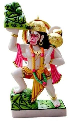 4 Feet Marble Glossy Hanuman Statue