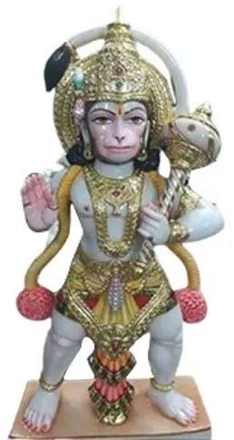 5 Feet Marble Multocolor Hanuman Statue