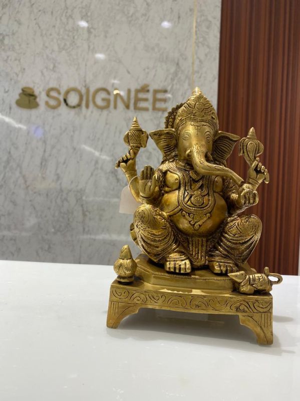 Brass Lord Ganesha Sitting Statue